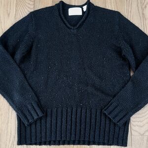 Vintage Women's Charcoal V-Neck Sweater Size S/M